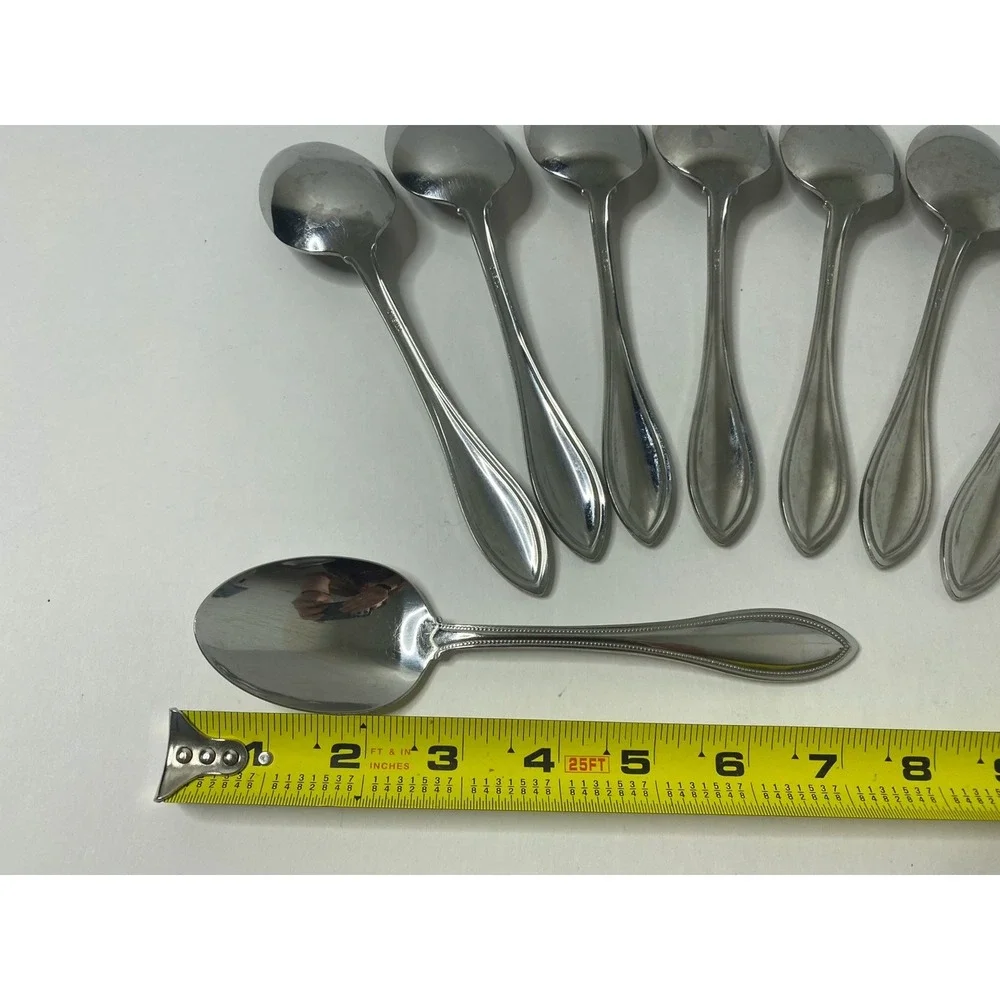 Lot of 8 Oneida Arbor-American Harmony Stainless Oval Soup Spoons 7 3/8